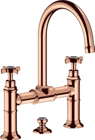Hansgrohe Axor Montreux 2-Griff Waschbeckenarmatur 220 mit Kreuzgriffen und Ablauffernbedienung polished red gold