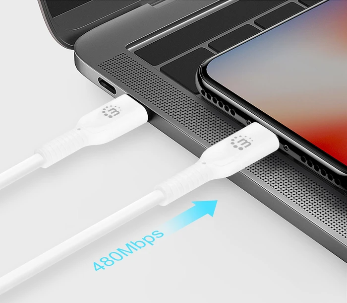 Manhattan USB-C auf Lightning Sync-/Ladekabel 0.5m weiß