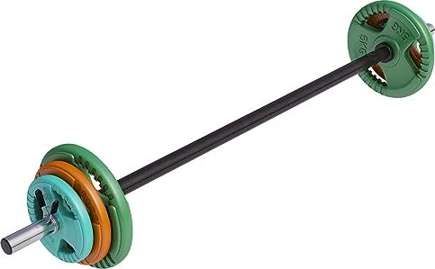 Gorilla Sports Aerobic Gummi Gripper Federverschluss Langhantel Set 17.5kg
