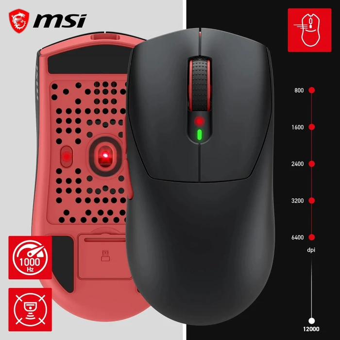 MSI Forge GM340 Wireless Gaming Mouse Black, USB/Bluetooth