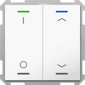 MDT Taster Light 63 2-fach studioweiß glänzend, Symbol I/O und Auf/Ab