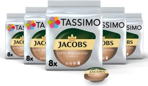 Tassimo T-Disc Jacobs Latte Macchiato Classico Kaffeekapseln, 40 Stück (5x 8 Stück)