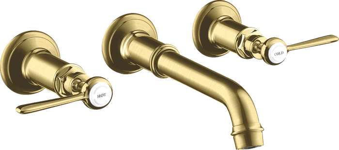 Hansgrohe Axor Montreux 3-Loch Waschtischarmatur für Wandmontage und Hebelgriffen brushed brass