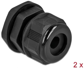 DeLOCK Kabelverschraubung PG16 für Rundkabel, schwarz, 2 Stück