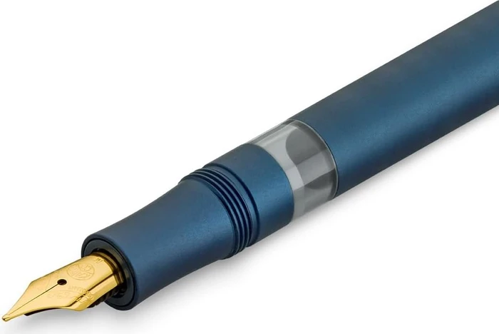 Kaweco Piston Sport AL Starter Set mit Tinte navy/gold, rechte Hand, extra fein