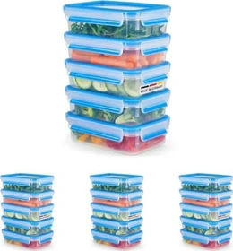 Emsa Clip&Close rechteckig Mealprep Aufbewahrungsbehälter blau, 5 Stück