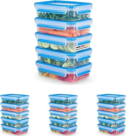 Emsa Clip&Close rechteckig Mealprep Aufbewahrungsbehälter blau, 5 Stück