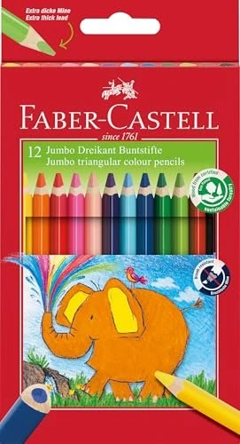 Faber-Castell Jumbo Dreikant Buntstift sortiert, 12er-Set