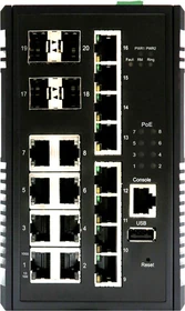 Edimax Pro IGS-5 Industrial Railmount Gigabit Managed Switch, 16x RJ-45, 4x SFP, 240W PoE+