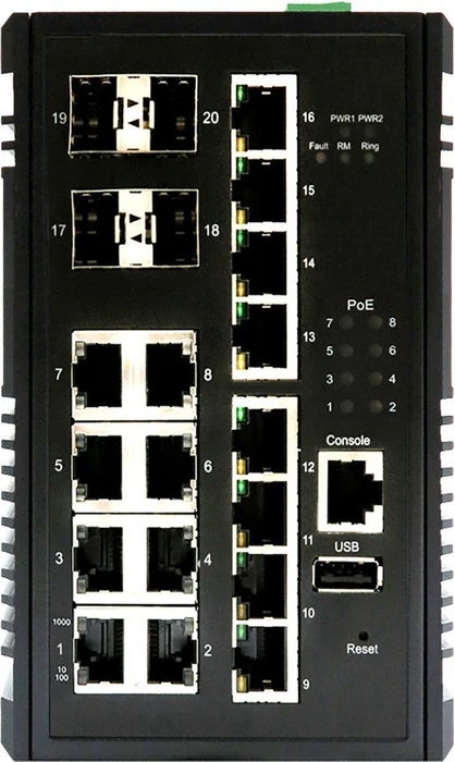 Edimax Pro IGS-5 Industrial Railmount Gigabit Managed Switch, 16x RJ-45, 4x SFP, 240W PoE+