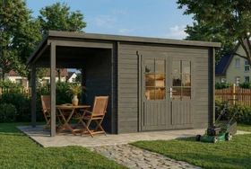 Alpholz Gartenhaus Maria mit Schleppdach 450x275cm grau