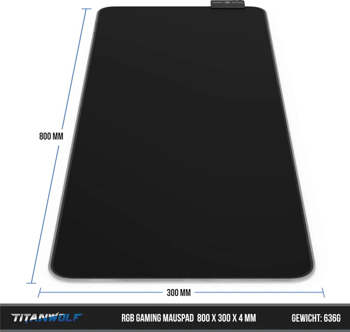 Titanwolf Alpha 2 Lightning RGB Gaming XXL Mauspad, 800x300mm, schwarz