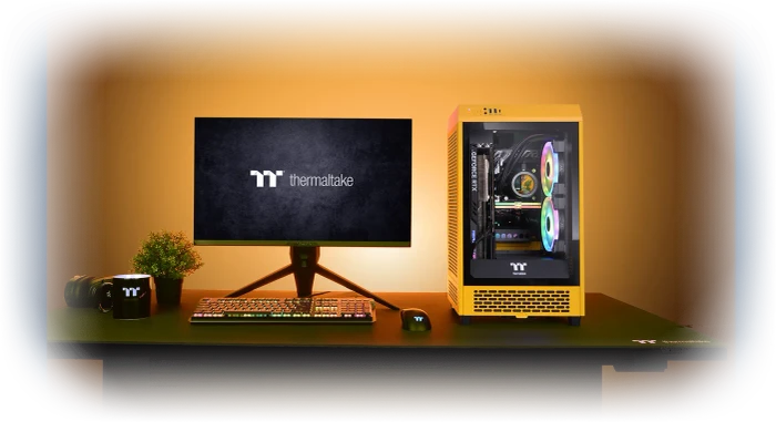 Thermaltake The Tower 200 Bumblebee, gelb, Glasfenster, Mini-ITX