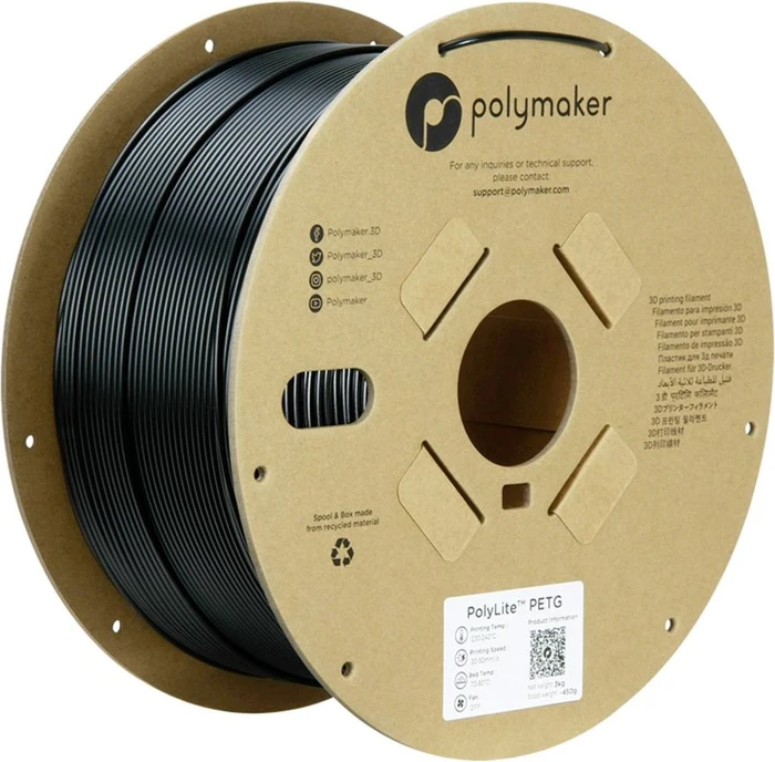 Polymaker PolyLite PETG, schwarz, Spule, 2.85mm, 3.00kg
