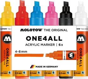 Molotow ONE4ALL 327HS 4-8mm Acrylmarker Basic-Set 1 sortiert, 6er-Set, Etui