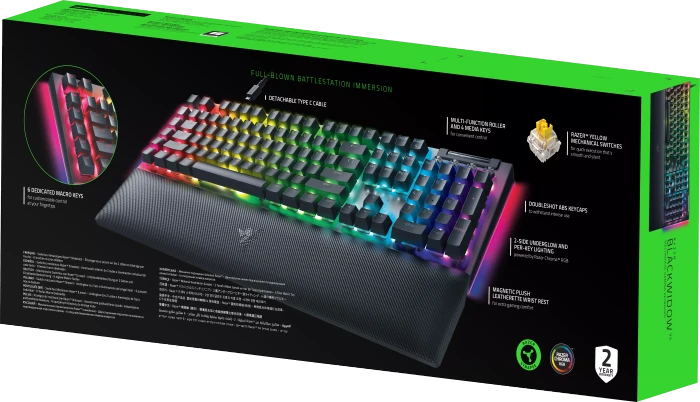 Razer BlackWidow V4, Razer YELLOW Linear Gen-3, USB, DE