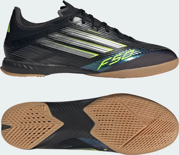 adidas F50 League IN core black/iron metallic/lucid lemon