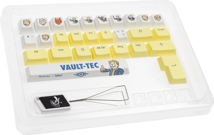Ducky x Fallout Vault-Tec Keycap Set, Kunststoff (PBT) Double-Shot, weiß/gelb, 132 Tasten, ISO-DE