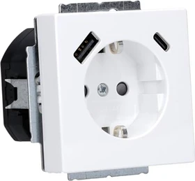 Busch-Jaeger Plattform 63 SCHUKO USB-Steckdosen-Einsatz Safety+ mit USB A/C, studioweiß