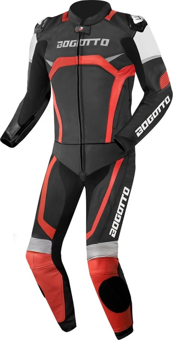 Bogotto Misano 2-Teiler Motorrad Lederkombi schwarz/rot (verschiedene Größen)