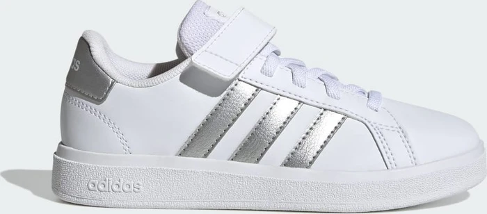 adidas Grand Court Court Elastic Lace and Top Strap cloud white/matte silver (Junior)