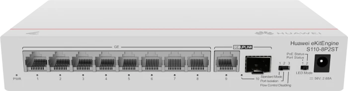 Huawei eKit SME Network eKitEngine S110 Series Desktop Gigabit Switch, 9x RJ-45, 1x SFP, 124W PoE+
