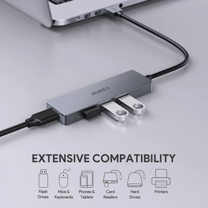 Aukey CB-H36 USB-Hub, 4x USB-A 3.0, USB-A 3.0 [Stecker]