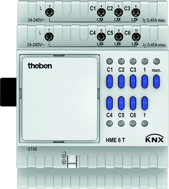 Theben HME 6 T KNX Heizungsaktor Erweiterungsmodul MIX2 6-fach, 24-240V, Schaltaktor