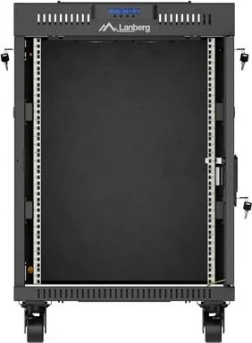 Lanberg 19" Rackschrank 15HE, LCD, freistehend, Flat Pack, V2, Glastür, IP20, RAL 9004, 800mm tief