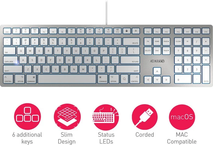 Cherry KC 6000 Slim for Mac-C, silber, USB, DE