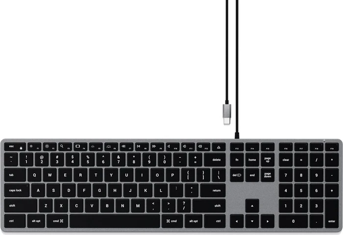 Satechi Slim W3 Wired Backlit Keyboard, -C, schwarz/grau, USB, ND