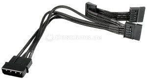 NZXT SATA-Stromadapter 4-Pin [IDE] auf 3x 15-Pin [SATA] 20cm, sleeved schwarz