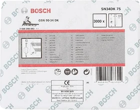 Bosch Professional SN34DK 75 D-Kopf Streifennagel 34° glatt geharzt Tacker-Nägel, 75x2.8mm, 3000 Stück