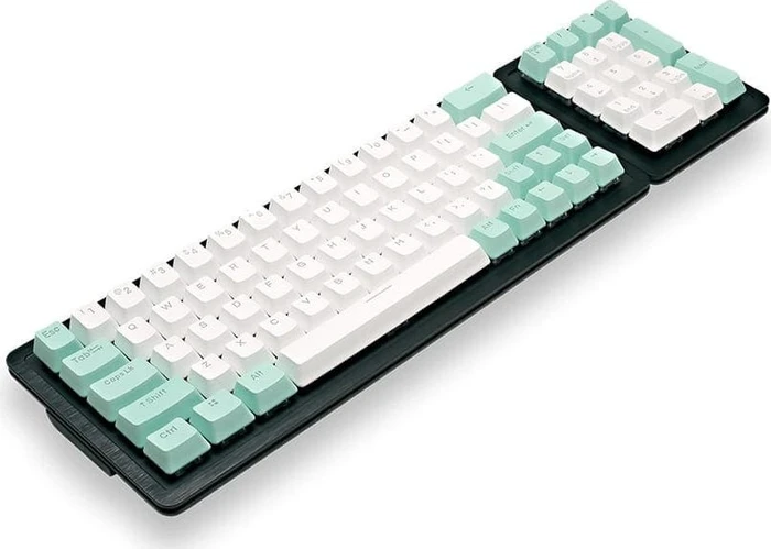 Mountain Mineral Keycap Set, Kunststoff (PBT) Double-Shot, weiß/türkis, 113 Tasten (104+9), ANSI-US