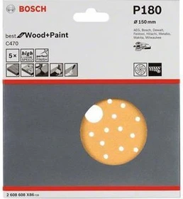 Bosch Professional C470 Best for Wood and Paint Schleifblatt K180, 150mm, 5 Stück