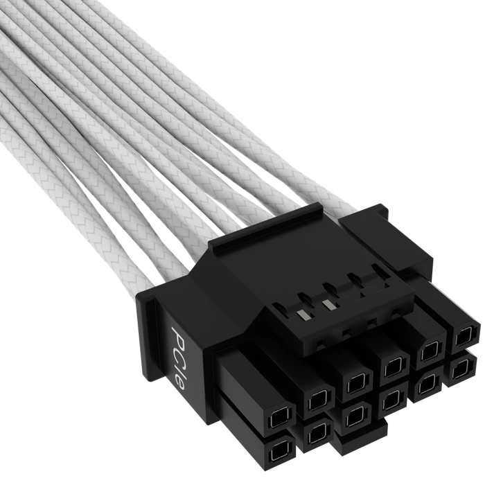 Corsair PSU Cable Type 4 - 600W PCIe 5.0 12VHPWR, 2x 8-Pin PCIe Stecker auf 16-Pin PCIe 5.0 12VHPWR Stecker, Adapterkabel, Premium Individually Sleeved, weiß, 65cm