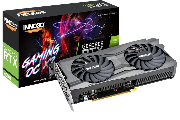 INNO3D GeForce RTX 3050 Gaming OC X2, 8GB GDDR6, HDMI, 3x DP