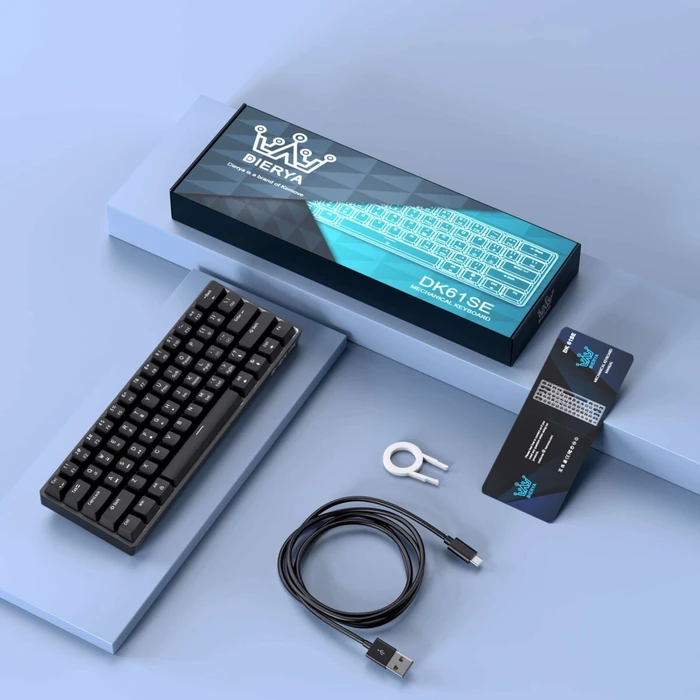 Dierya DK61SE, schwarz, LEDs grün, BROWN Switches, USB, US