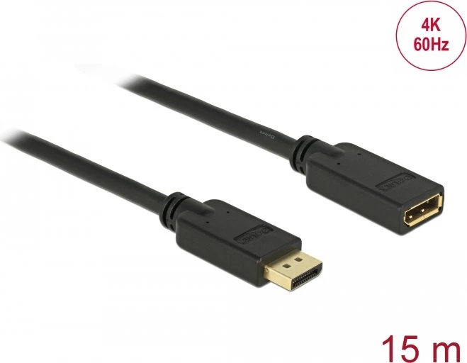 DeLOCK DisplayPort 1.2 Verlängerungskabel 4K 60Hz schwarz, 15m